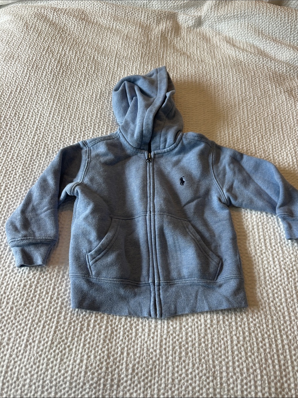 Ralph Lauren Light Blue Hooded Zip-Up Sweatshirt for Kids